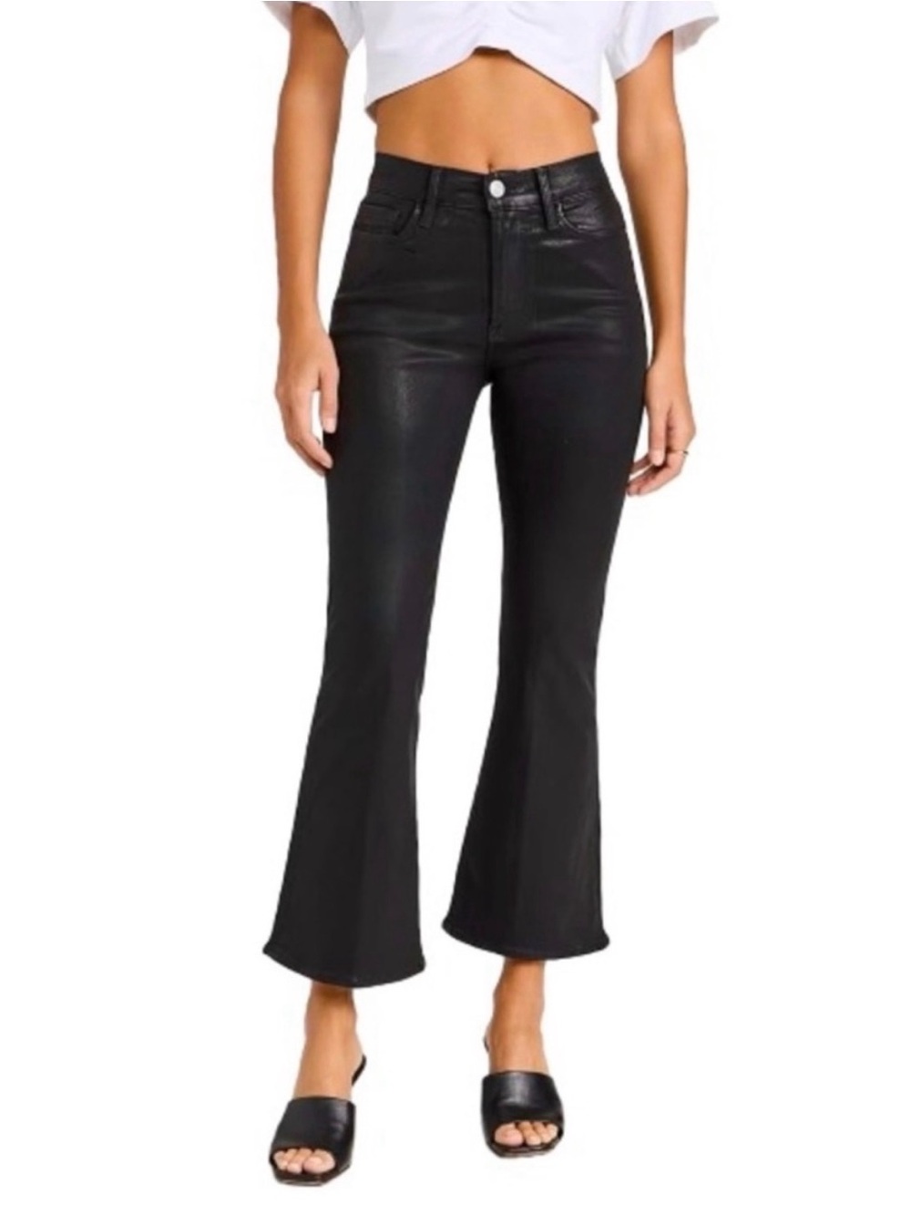 Frame Le Crop Flare black coated jeans